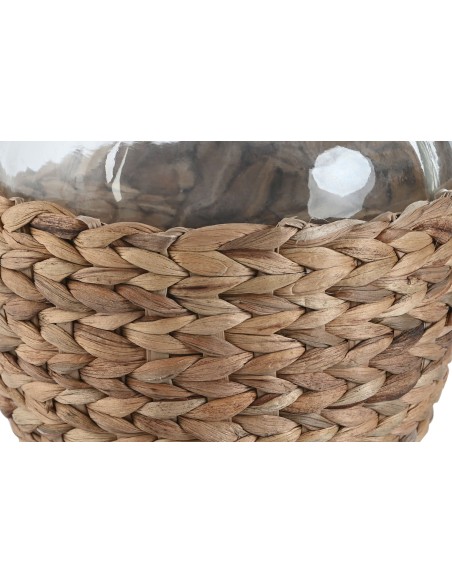 Jarrón de cristal con base de fibra