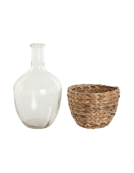 Jarrón de cristal con base de fibra