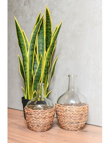 Jarrón cristal con base de fibra