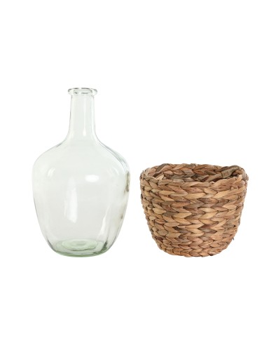 Jarrón cristal con base de fibra