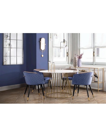 Silla terciopelo azul/gris