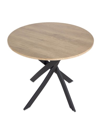 Mesa madera con pie de metal negro