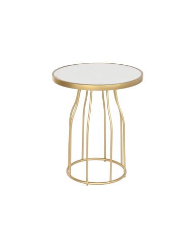 Mesa auxiliar metal dorada con base pizarra
