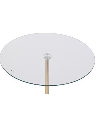 Mesa auxiliar pie mármol y base cristal