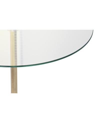 Mesa auxiliar pie mármol y base cristal