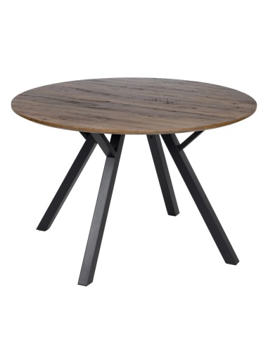 Mesa de Comedor Redonda 120 cm Madera y Metal