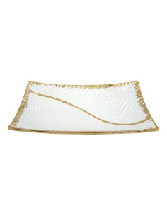 Bandeja cerámica blanca/oro