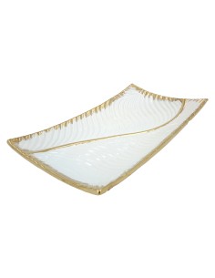 Bandeja cerámica blanca/oro 2