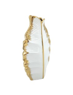Jarrón cerámica blanco/oro 2