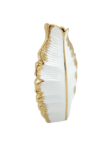 Jarrón cerámica blanco/oro