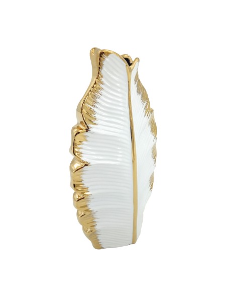 Jarrón cerámica blanco/oro