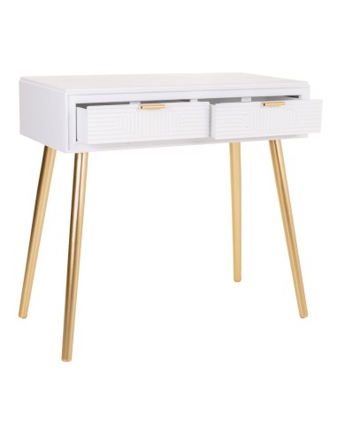 Mueble de Entrada Blanco y Oro 2 cajones