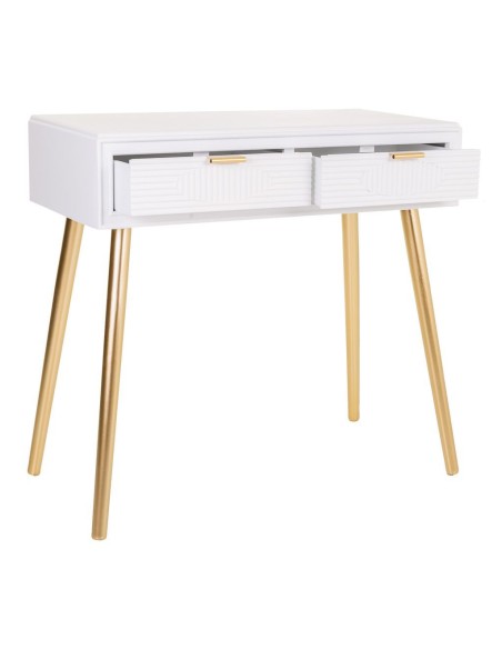 Mueble de Entrada Blanco y Oro 2 cajones
