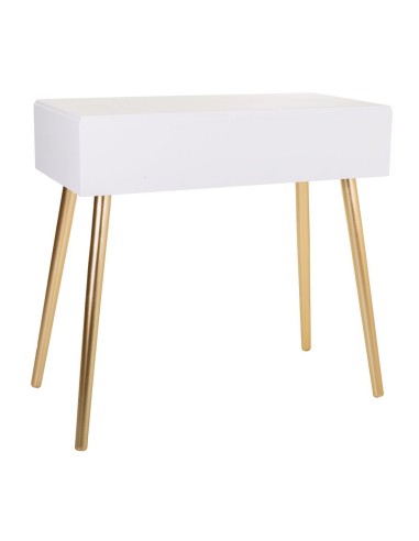 Mueble de Entrada Blanco y Oro 2 cajones