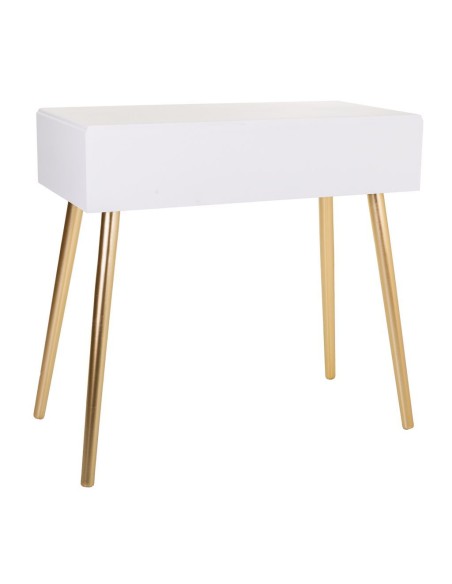 Mueble de Entrada Blanco y Oro 2 cajones