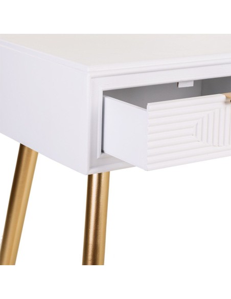 Mueble de Entrada Blanco y Oro 2 cajones