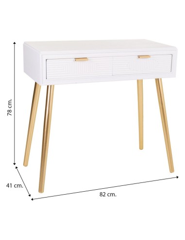 Mueble de Entrada Blanco y Oro 2 cajones