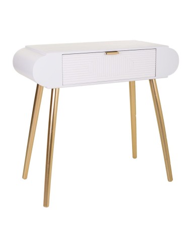 Mueble de Entrada Blanco y Oro 1 cajón