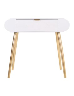 Mueble de Entrada Blanco y Oro 1 cajón 2