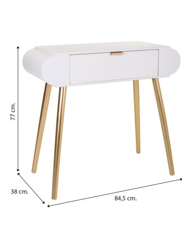 Mueble de Entrada Blanco y Oro 1 cajón