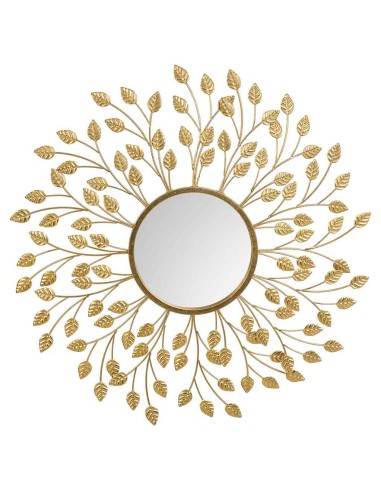 Espejo metal dorado hojas