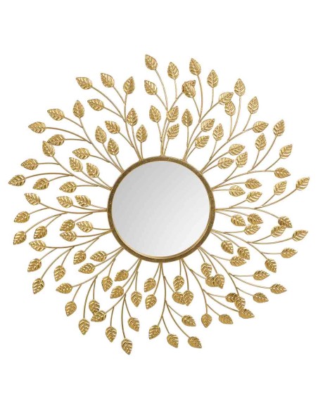 Espejo metal dorado hojas