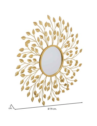 Espejo metal dorado hojas