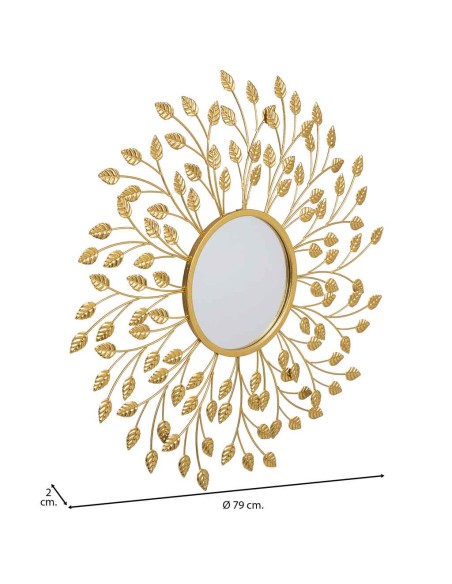 Espejo metal dorado hojas