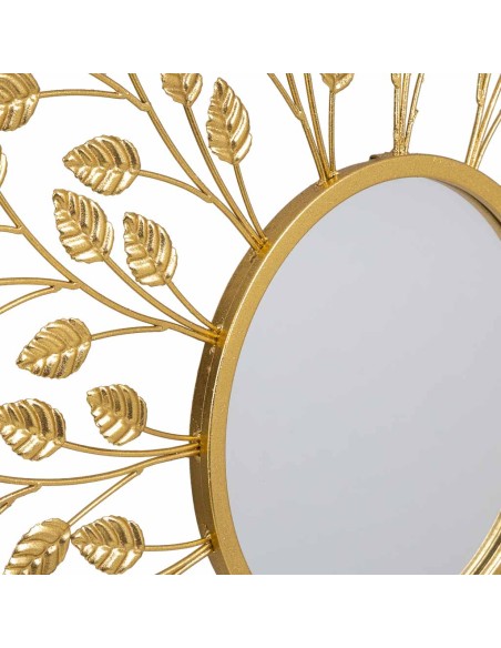 Espejo metal dorado hojas