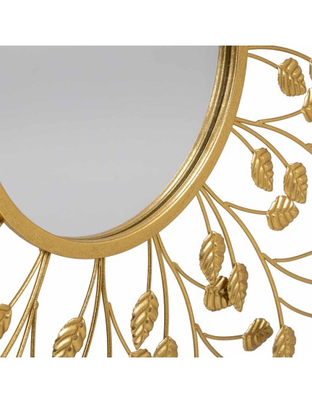 Espejo metal dorado hojas