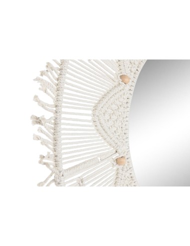 Espejo macramé beige