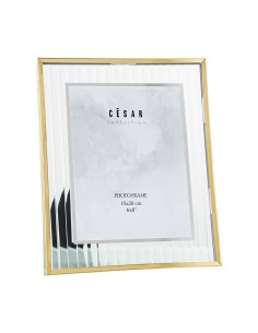 Portafoto cristal con borde metal dorado