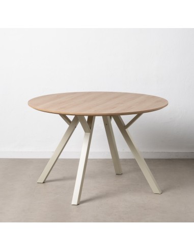 Mesa Madera redonda con patas blancas