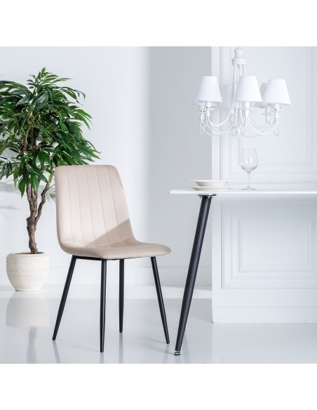 Silla beige terciopelo Líneas