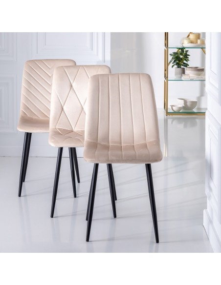 Silla beige terciopelo Líneas