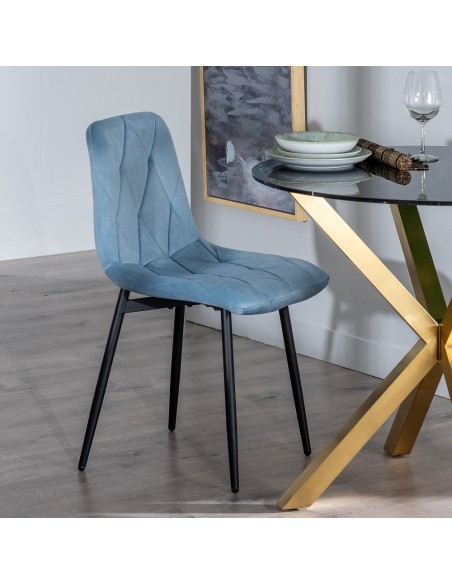 Silla terciopelo azul hielo