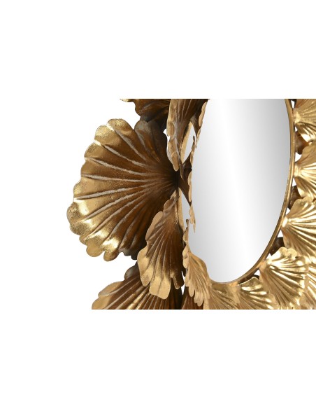 Espejo metal hoja dorado