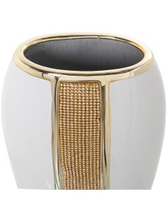 Jarrón cerámica blanco/oro 2