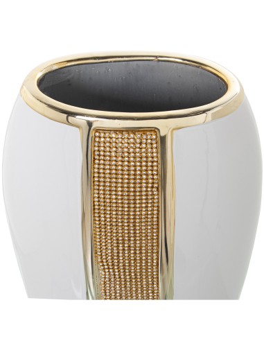 Jarrón cerámica blanco/oro