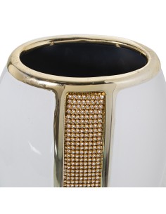 Jarrón cerámica blanco/oro 2
