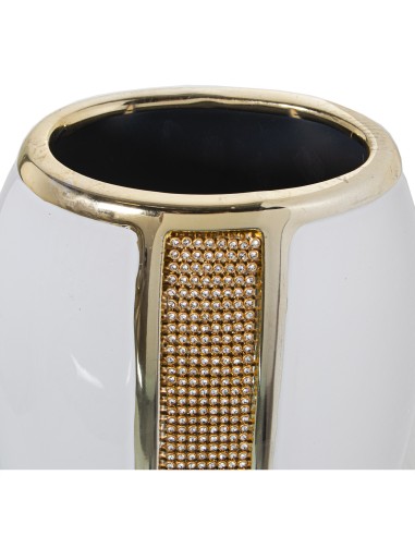 Jarrón cerámica blanco/oro