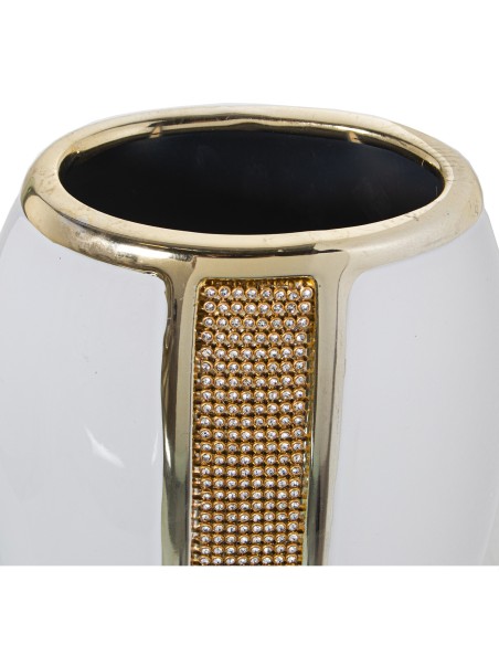 Jarrón cerámica blanco/oro