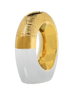 Jarrón cerámica agujero blanco/oro. 2