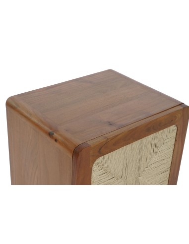 Mesita de noche acacia/ratán