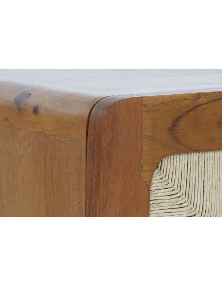 Mesita de noche acacia/ratán