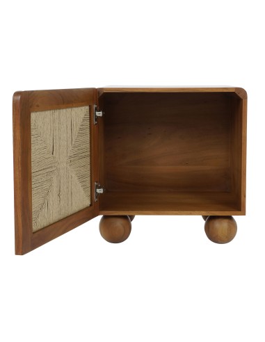 Mesita de noche acacia/ratán