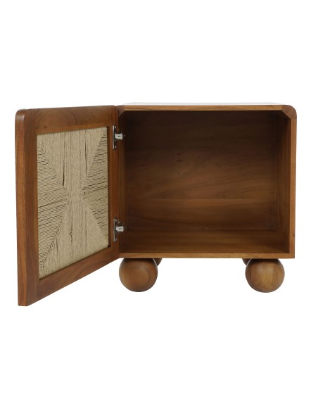 Mesita de noche acacia/ratán