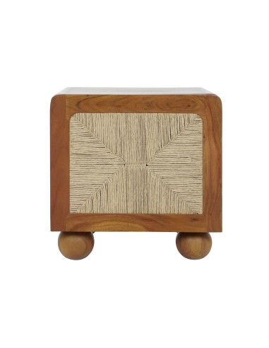 Mesita de noche acacia/ratán