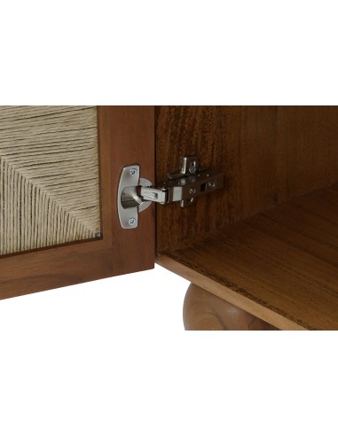 Mesita de noche acacia/ratán