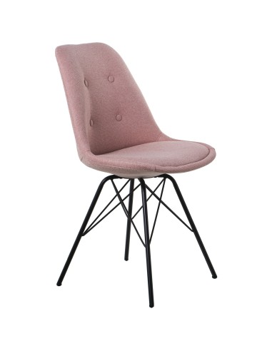 Silla de poliéster en rosa con patas metal